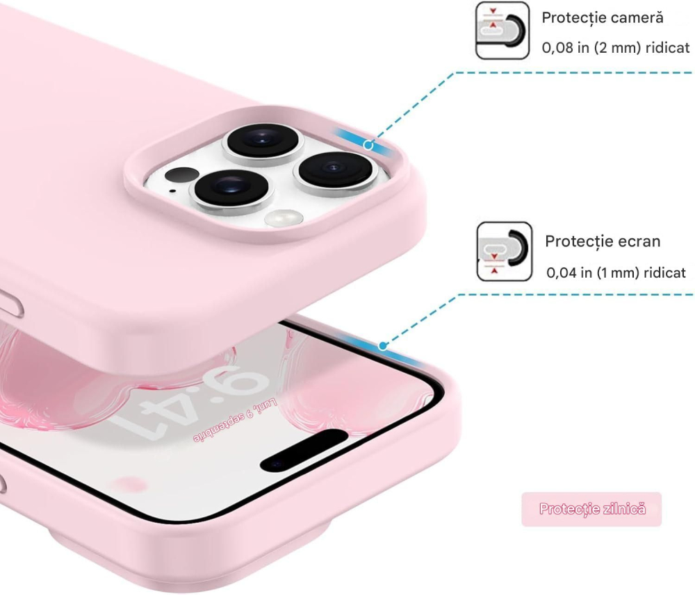 Husa de silicon soft pentru iphone 17 pro roz [3]