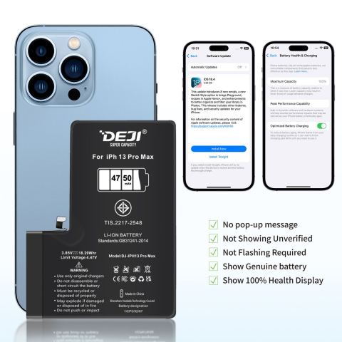Iphone - baterie acumulator deji iphone 13 pro max capacitate mare marita high capacity diagnostic decode