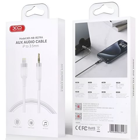 Cablu Audio Lightning - Jack 3.5mm XO-NB-R279A 1M Alb [2]