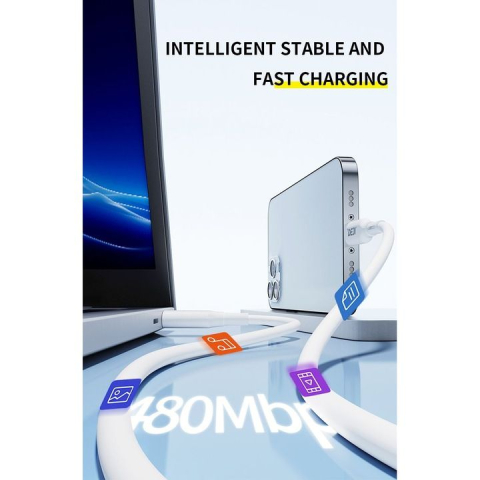 Cablu de date Deji C15 Type-C - Lightning Soft Silicon 1M Alb [5]