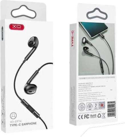 Casti Audio cu Fir cu mufa Type-C XO-EP74 Negru [1]