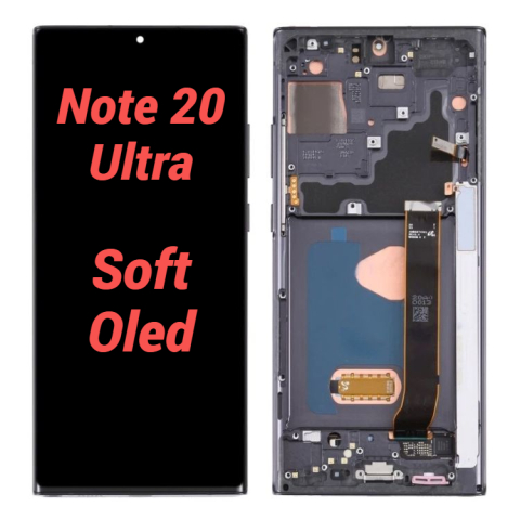 Display Ecran Lcd pentru Samsung Note 20 Ultra Negru cu Rama Soft Oled [0]
