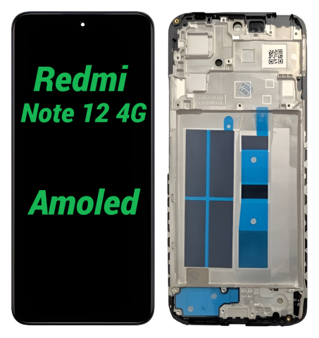 Xiaomi - Display Ecran pentru Xiaomi Redmi Note 12 4G Negru cu Rama Oled