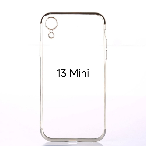 Huse Hybrid Transparent - Husa de Silicon Hybrid pentru Iphone 13 mini argintiu