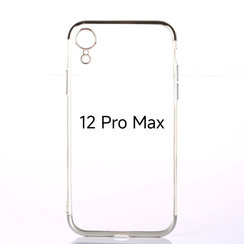 Huse Hybrid Transparent - Husa de Silicon Hybrid pentru Iphone 12 pro max argintiu