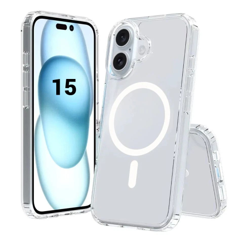 Iphone - Husa de silicon magsafe pentru iphone 15 transparent