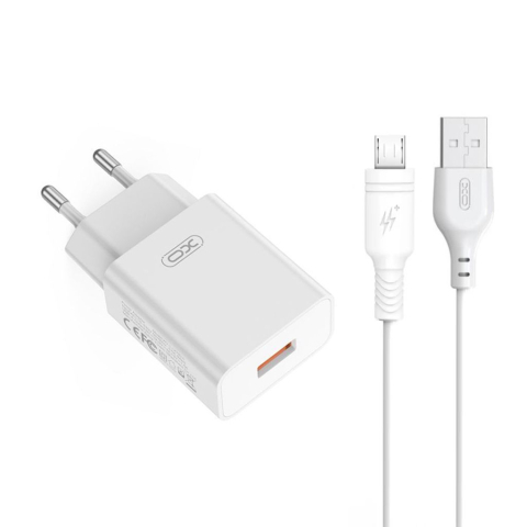 Incarcatoare Retea - Incarcator Retea XO L36 cu Cablu Usb - Micro Usb 18W Alb
