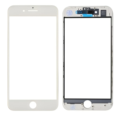 Componente Reconditionare Ecran - Sticla Geam Ecran cu Rama + Oca iPhone 8 Alb