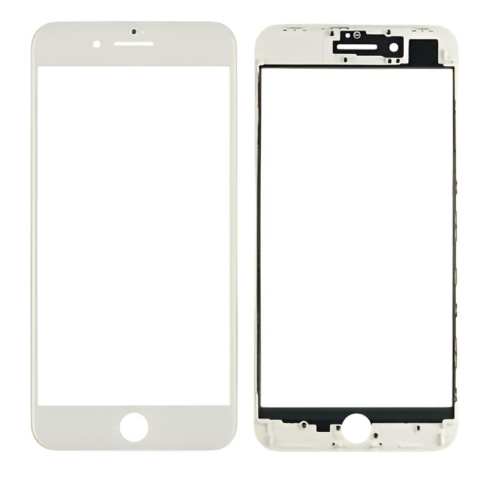 Iphone - Sticla Geam Ecran cu Rama + Oca iPhone 8 Plus Alb