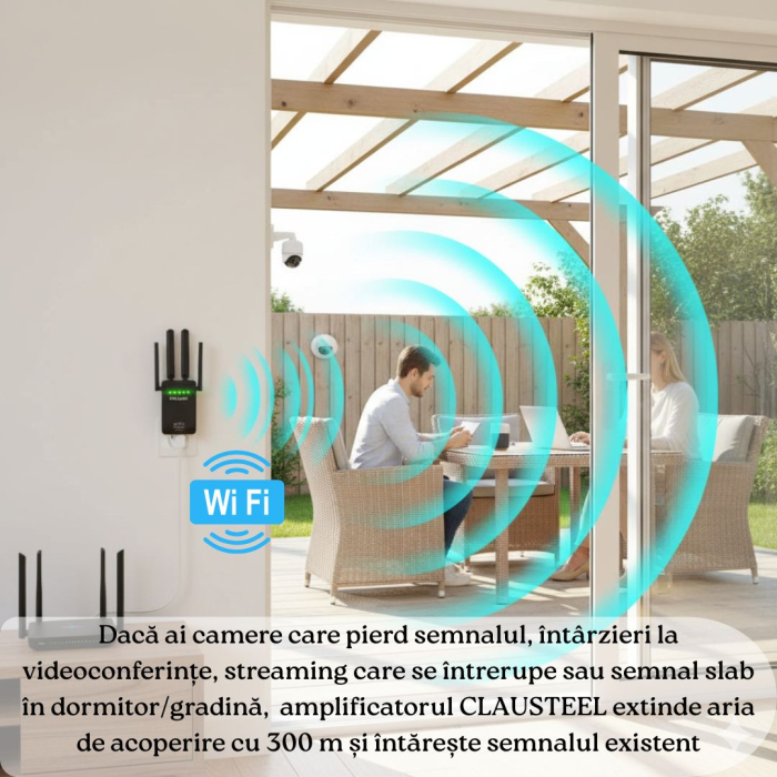 Amplificator de Semnal Wireless, Range Extender Retea WIFI, Retea 2,4GHz, Viteza 300Mbs, 4 Antene, Slot LAN, Compatibil cu 3G / 4G / 5G, Raza de actiune pana la 300M, Negru [2]