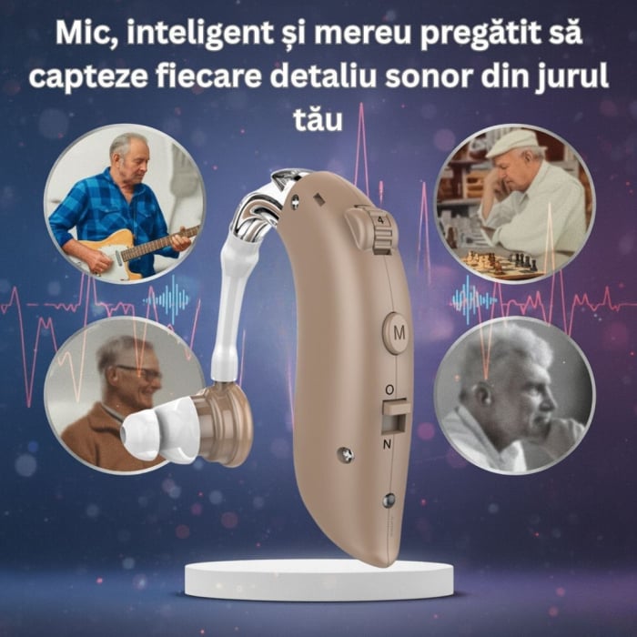 Aparat Auditiv Premium CLAUSTEEL, Reincarcabil, Acumulator incorporat, Carcasa de protectie si 4 adaptoare de ureche incluse, 3 Moduri de functionare, 4 Trepte de volum, Reduce Zgomotul de Fundal, Hip [5]