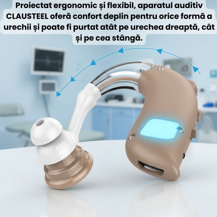 Aparat Auditiv Premium CLAUSTEEL, Reincarcabil, Acumulator incorporat, Carcasa de protectie si 4 adaptoare de ureche incluse, 3 Moduri de functionare, 4 Trepte de volum, Reduce Zgomotul de Fundal, Hip [3]