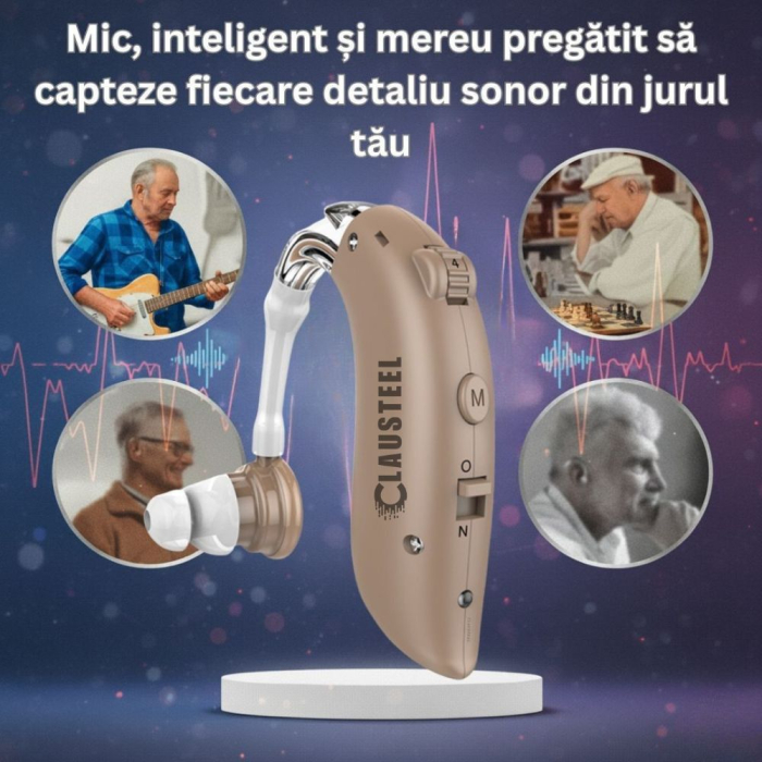 Aparat auditiv premium CLAUSTEEL reincarcabil, reducere zgomot, 3 moduri, 4 nivele volum, pentru hipoacuzie usoara, medie si severa, cu accesorii incluse [3]