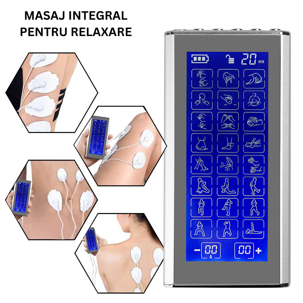 Aparat de masaj corporal cu acumulator, Electrostimulare, 24 de moduri, masaj de fizioterapie, acupunctura electronica, masaj pe tot corpul, tehnlogie EMS, 20 de nivele de Intensitate, display mare cu [3]