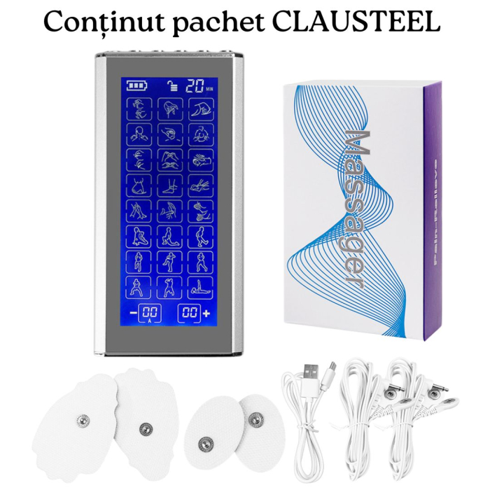 Aparat de masaj corporal cu acumulator, Electrostimulare, 24 de moduri, masaj de fizioterapie, acupunctura electronica, masaj pe tot corpul, tehnlogie EMS, 20 de nivele de Intensitate, display mare cu [9]