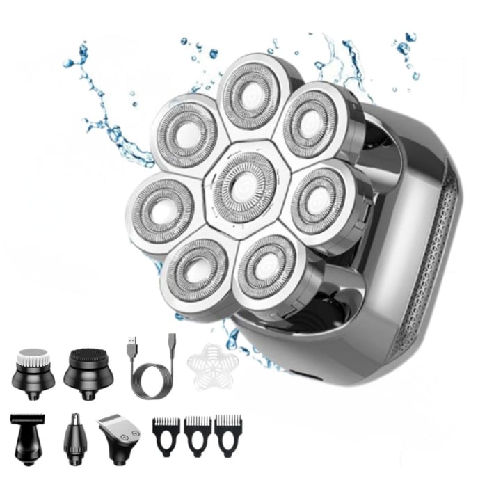 Aparat de ras Profesional CLAUSTEEL 8D pentru barbati, cu 8 lame, Accesorii 6 in 1, impermeabil IPX4, cu display LED, Kit profesional de ingrijire pentru barbati, Accesorii pentru barba si nas incluse [6]