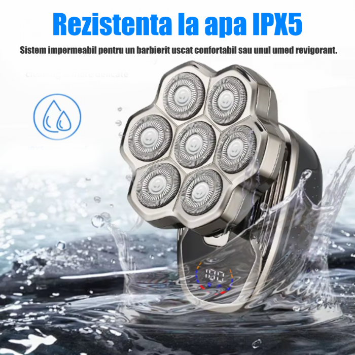 Aparat de ras Profesional CLAUSTEEL 9D pentru barbati, cu 9 lame, Accesorii 6 in 1, impermeabil IPX5, cu display LED, Kit profesional de ingrijire pentru barbati, Accesorii pentru barba si nas incluse [4]