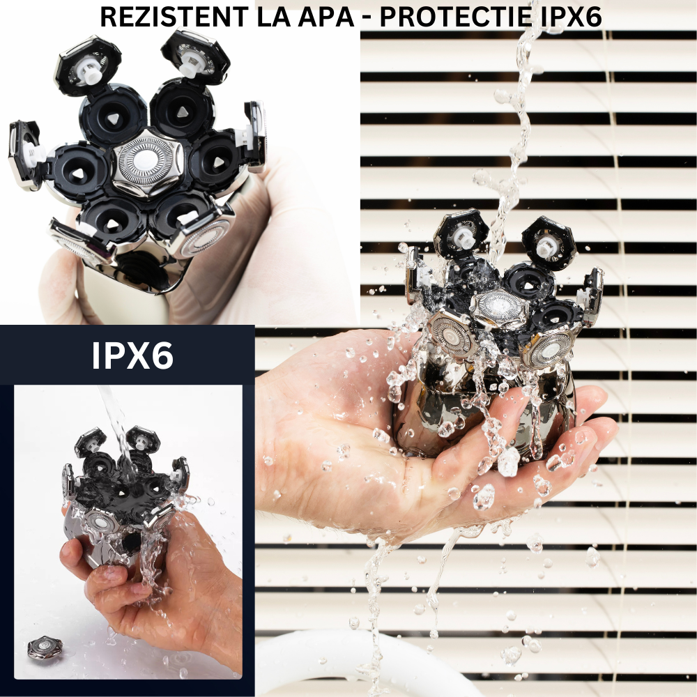 Aparat de ras Profesional CLAUSTEEL pentru barbati, cu 7 capete, Accesorii 6 in 1, impermeabil IPX6, cu display LED, Kit profesional de ingrijire pentru barbati cu baza de incarcare Wireless, trimmer [4]
