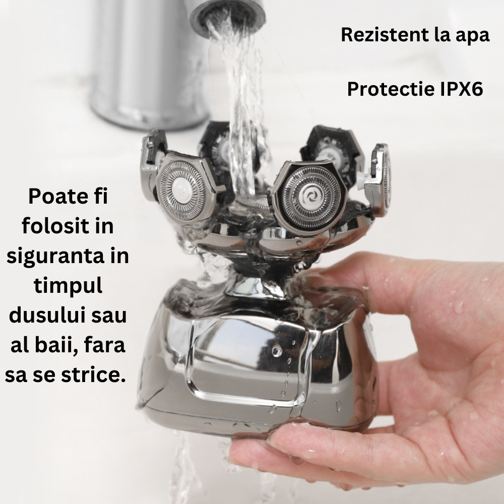 Aparat de ras Profesional CLAUSTEEL pentru barbati, cu 7 capete, Accesorii 6 in 1, impermeabil IPX6, cu display LED, Kit profesional de ingrijire pentru barbati cu baza de incarcare Wireless, trimmer [5]