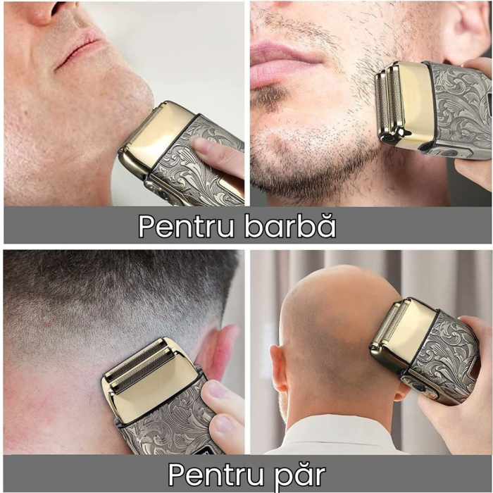 Aparat de ras profesional CLAUSTEEL RETRO pentru barbati, Acumulator incorporat 1400mAh, Incarcare USB, Portabil, Display digital,  7000RPM [6]