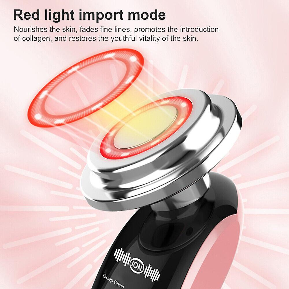Aparat Pentru Tratament Facial Si Intinerirea Pielii 7 in 1, Lifting Facial, Masaj Facial, Stimulare EMS, Mod de Ingrijire a Ochilor, Eliminare Acnee, Terapie cu Fotoni de Lumina, Anti Rid, Roz [6]