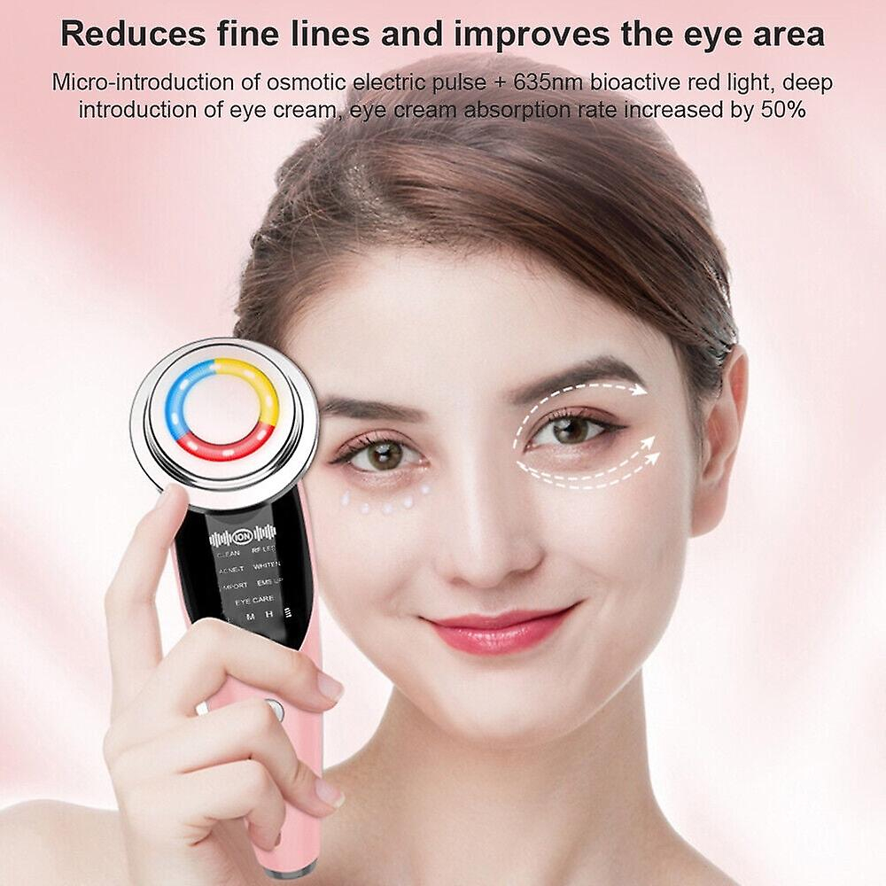 Aparat Pentru Tratament Facial Si Intinerirea Pielii 7 in 1, Lifting Facial, Masaj Facial, Stimulare EMS, Mod de Ingrijire a Ochilor, Eliminare Acnee, Terapie cu Fotoni de Lumina, Anti Rid, Roz [3]