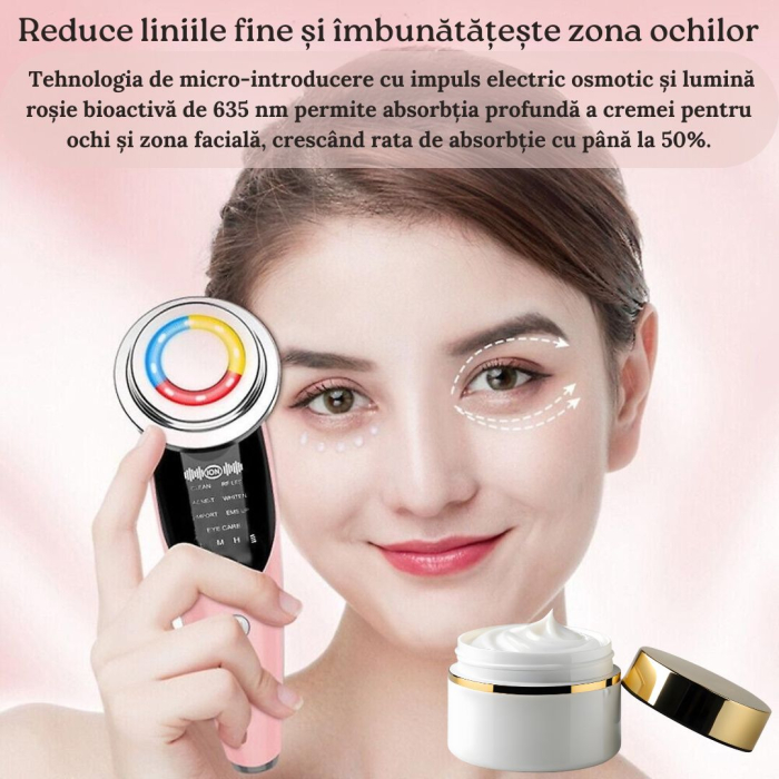 Aparat Pentru Tratament Facial Si Intinerirea Pielii 7 in 1, Lifting Facial, Masaj Facial, Stimulare EMS, Mod de Ingrijire a Ochilor, Eliminare Acnee, Terapie cu Fotoni de Lumina, Anti Rid, Roz [6]