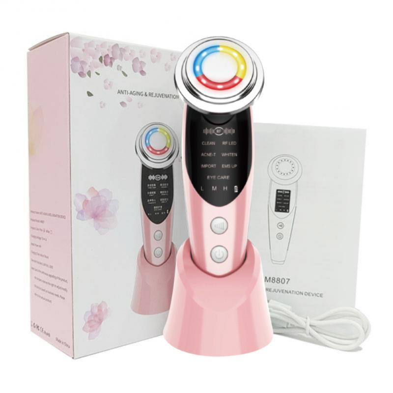 Aparat Pentru Tratament Facial Si Intinerirea Pielii 7 in 1, Lifting Facial, Masaj Facial, Stimulare EMS, Mod de Ingrijire a Ochilor, Eliminare Acnee, Terapie cu Fotoni de Lumina, Anti Rid, Roz [8]