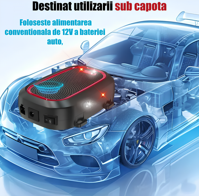 Aparat profesional cu ultrasunete CLAUSTEEL 2 IN 1 pentru auto si casa, cu lumini intermitente, anti rozatoare, anti sobolani, anti insecte, frecventa 25kHz-50kHz, acoperire 360°, raza 300 MP, Rosu Ne [8]