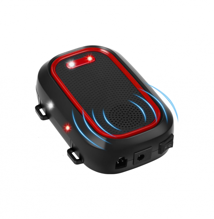Aparat profesional cu ultrasunete CLAUSTEEL 2 IN 1 pentru auto si casa, cu lumini intermitente, anti rozatoare, anti sobolani, anti insecte, frecventa 25kHz-50kHz, acoperire 360°, raza 300 MP, Rosu Ne [1]
