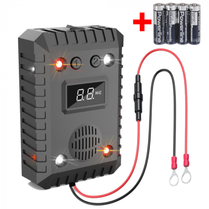 Aparat profesional cu ultrasunete CLAUSTEEL 2in1 pentru auto si casa, lumini intermitente, anti rozatoare, anti sobolani, anti insecte, frecventa 25kHz-65kHz, acoperire extinsa 360°, Negru Denim [1]