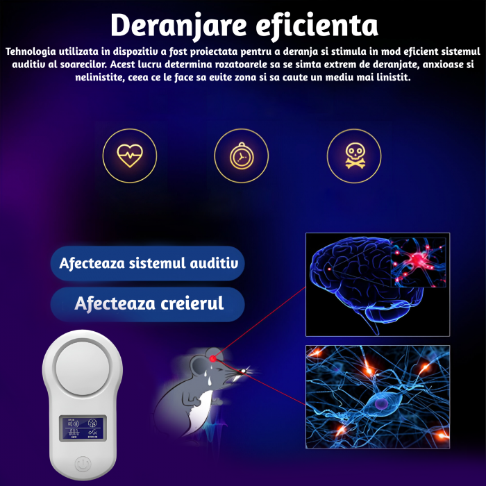 Aparat profesional cu ultrasunete CLAUSTEEL anti rozatoare, anti sobolani, anti insecte, frecventa 20kHz-65kHz, afisaj digital, acoperire 360°, raza 200 MP, Alb [4]