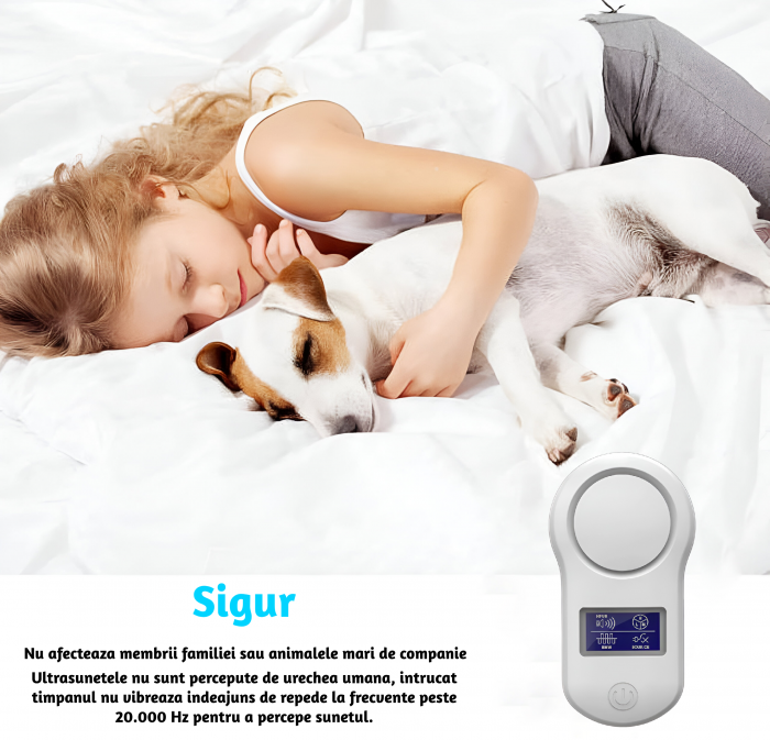 Aparat profesional cu ultrasunete CLAUSTEEL anti rozatoare, anti sobolani, anti insecte, frecventa 20kHz-65kHz, afisaj digital, acoperire 360°, raza 200 MP, Alb [3]