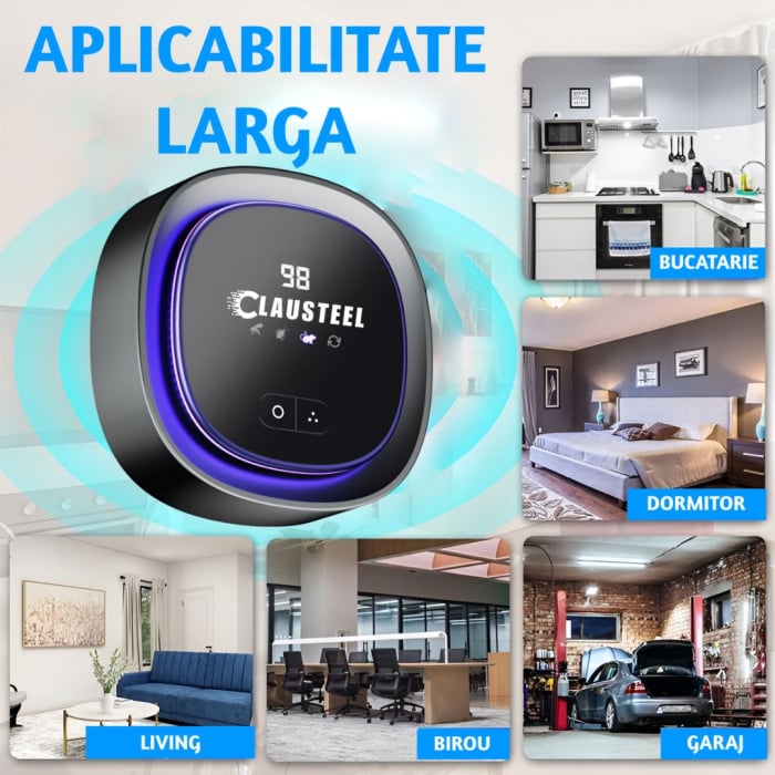 Aparat profesional cu ultrasunete CLAUSTEEL , anti rozatoare, anti sobolani, anti insecte, frecventa 20kHz-65kHz, afisaj digital, acoperire 360°, raza 300 MP, Negru [6]