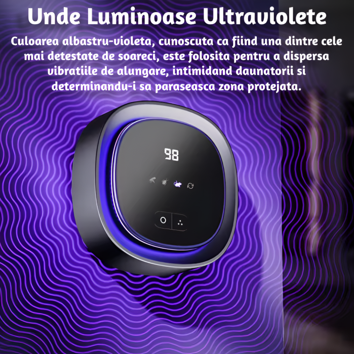 Aparat profesional cu ultrasunete CLAUSTEEL , anti rozatoare, anti sobolani, anti insecte, frecventa 20kHz-65kHz, afisaj digital, acoperire 360°, raza 300 MP, Negru [3]