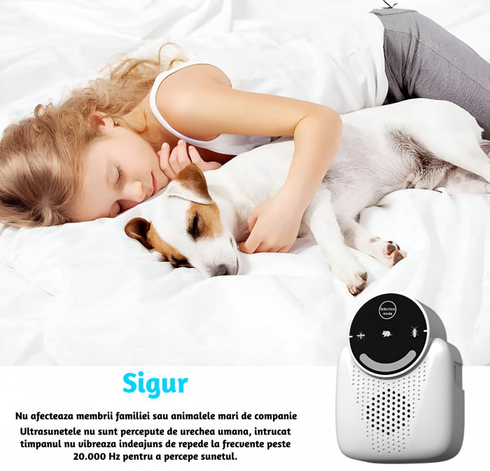 Aparat profesional cu ultrasunete CLAUSTEEL anti rozatoare, anti sobolani, anti insecte, frecventa 20kHz-65kHz, afisaj digital, acoperire 360°, raza 310 MP, Alb [2]