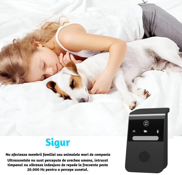Aparat profesional cu ultrasunete CLAUSTEEL anti rozatoare, anti sobolani, anti insecte, frecventa 20kHz-65kHz, afisaj digital, acoperire 360°, raza 315 MP, Negru [2]