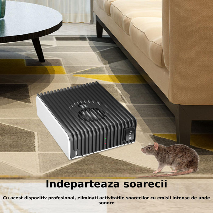 Aparat profesional cu ultrasunete CLAUSTEEL, anti rozatoare, anti sobolani, anti insecte, frecventa 20kHz-65kHz, incarcator tip C, calibrare automata, acoperire 360°, raza 350 MP [3]