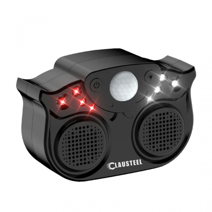 Aparat profesional cu ultrasunete CLAUSTEEL cu 2 difuzoare duble, 8 lumini intermitente, senzor PIR, anti rozatoare, anti sobolani, anti insecte, frecventa 20kHz-65kHz, acoperire 360°, raza 320 MP, Ne [11]
