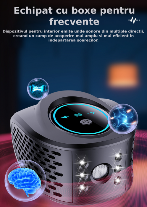 Aparat profesional cu ultrasunete CLAUSTEEL cu 2 difuzoare si lumini intermitente, anti rozatoare, anti sobolani, anti insecte, frecventa 20kHz-65kHz, afisaj digital, acoperire 360°, raza 300 MP [2]
