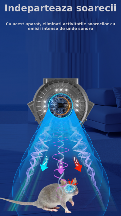 Aparat profesional cu ultrasunete CLAUSTEEL cu 2 difuzoare si lumini intermitente, anti rozatoare, anti sobolani, anti insecte, frecventa 20kHz-65kHz, afisaj digital, acoperire 360°, raza 300 MP [3]