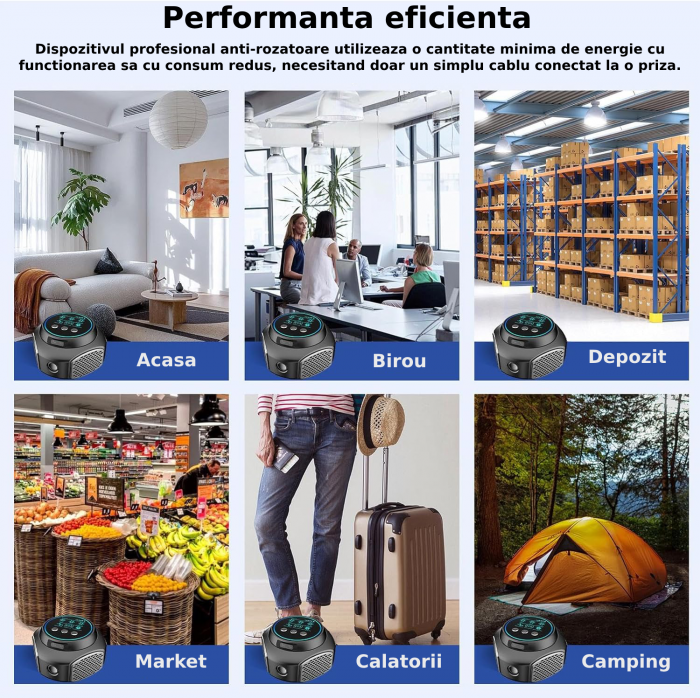 Aparat profesional cu ultrasunete CLAUSTEEL cu 4 difuzoare si lumini intermitente, anti rozatoare, anti sobolani, anti insecte, frecventa 20kHz-65kHz, afisaj digital, acoperire 360°, raza 320 MP [5]