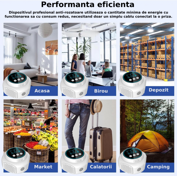 Aparat profesional cu ultrasunete CLAUSTEEL cu 4 difuzoare si lumini intermitente, anti rozatoare, anti sobolani, anti insecte, frecventa 20kHz-65kHz, afisaj digital, acoperire 360°, raza 320 MP, Alb [5]