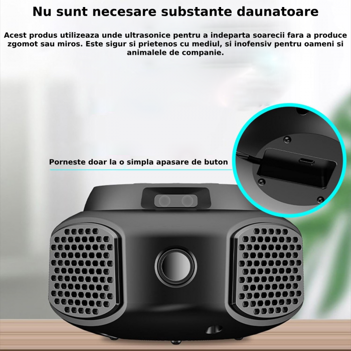 Aparat profesional cu ultrasunete CLAUSTEEL cu 4 difuzoare si lumini intermitente, anti rozatoare, anti sobolani, anti insecte, frecventa 20kHz-65kHz, afisaj digital, acoperire 360°, raza 320 MP [6]
