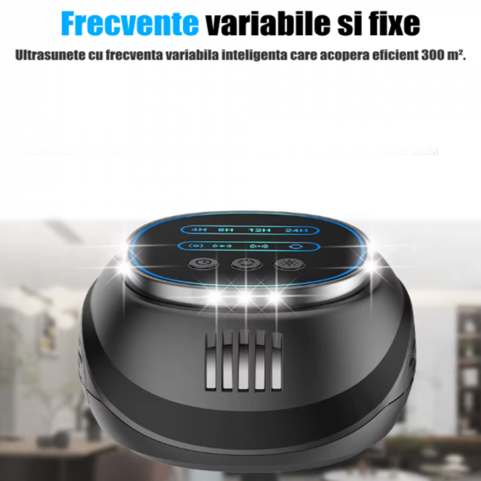 Aparat profesional cu ultrasunete CLAUSTEEL cu difuzoare si lumini intermitente, anti rozatoare, anti sobolani, anti insecte, frecventa 20kHz-65kHz, afisaj digital, acoperire 360°, raza 300 MP, Negru [3]