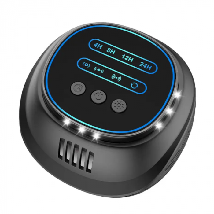 Aparat profesional cu ultrasunete CLAUSTEEL cu difuzoare si lumini intermitente, anti rozatoare, anti sobolani, anti insecte, frecventa 20kHz-65kHz, afisaj digital, acoperire 360°, raza 300 MP, Negru [1]