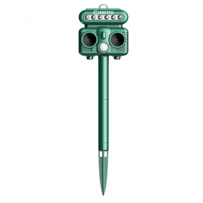 Aparat profesional cu ultrasunete si panou solar CLAUSTEEL 4in1, Flashuri LED, senzor de miscare, senzor de lumina, anti rozatoare, sobolani, dihori, pasari, reptile, caini, pisici, animale salbatice, [10]