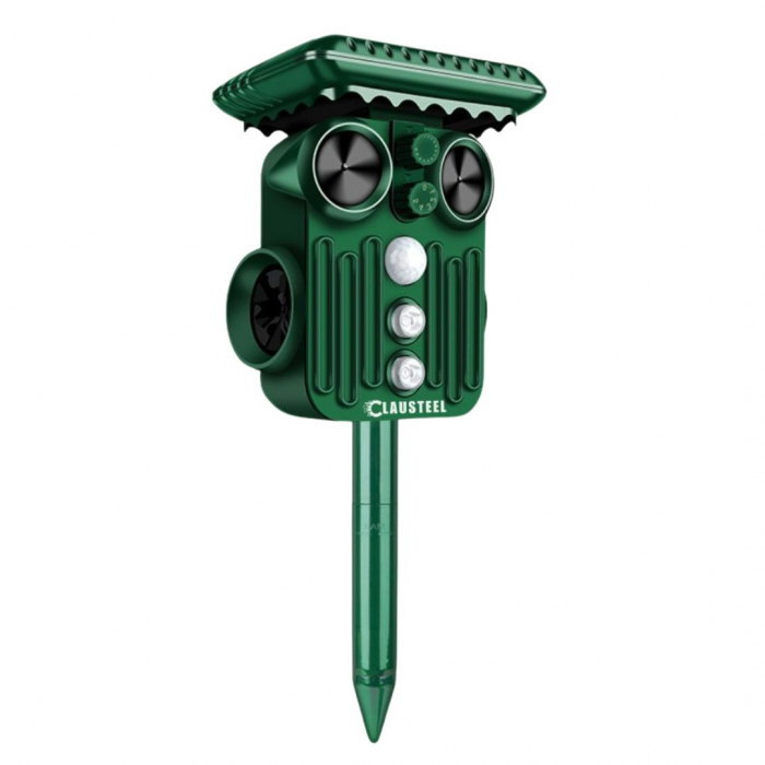 Aparat profesional cu ultrasunete si panou solar CLAUSTEEL 4in1, lumini stroboscopice, vibratii subterane, senzor de miscare, anti rozatoare, anti sobolani, dihori, pasari, reptile, caini, pisici, ani [13]