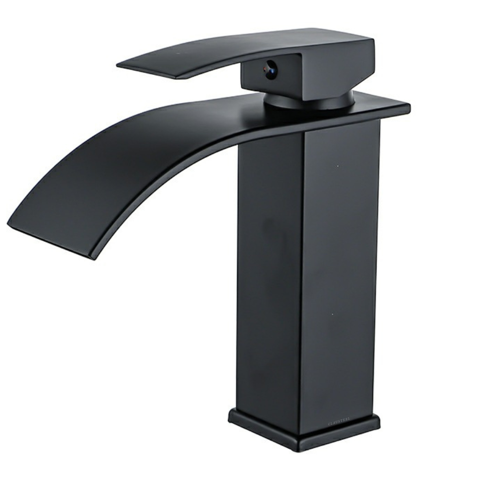 Baterie Sanitara CLAUSTEEL Pentru Lavoar, Tip Cascada, Model Premium, Cartus ceramic, Otel inoxidabil, Monocomanda, 18 cm inaltime, Accesorii incluse, Design modern, Negru mat [3]