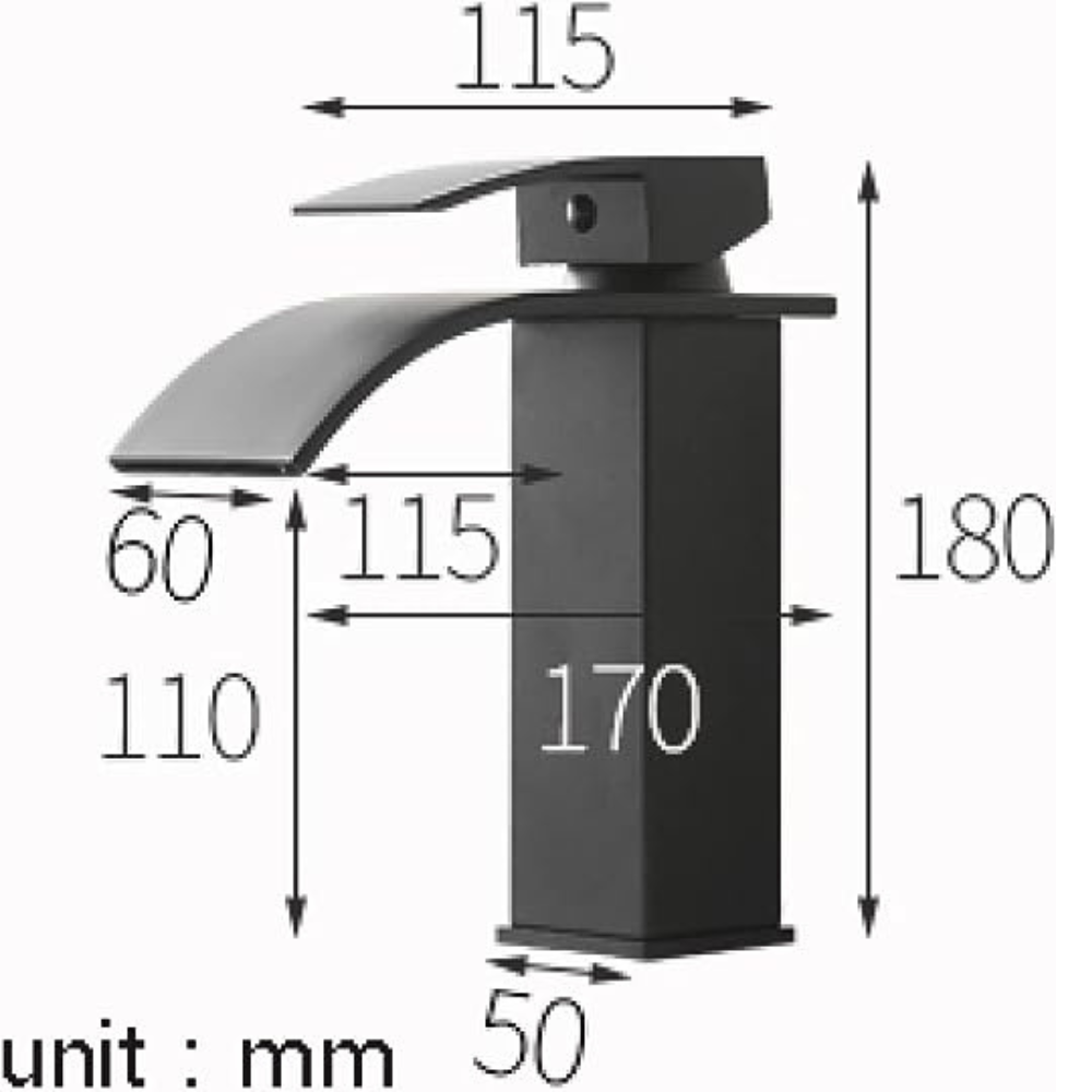 Baterie Sanitara CLAUSTEEL Pentru Lavoar, Tip Cascada, Model Premium, Cartus ceramic, Otel inoxidabil, Monocomanda, 18 cm inaltime, Accesorii incluse, Design modern, Negru mat [8]